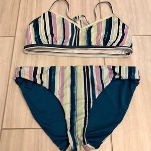 Title Nine Multicolor Striped Bikini